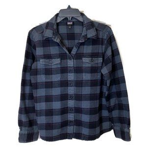 Patagonia Blue Flannel Pockets Long Sleeve Shacket Shirt Top Size 10 WOMENS NEW